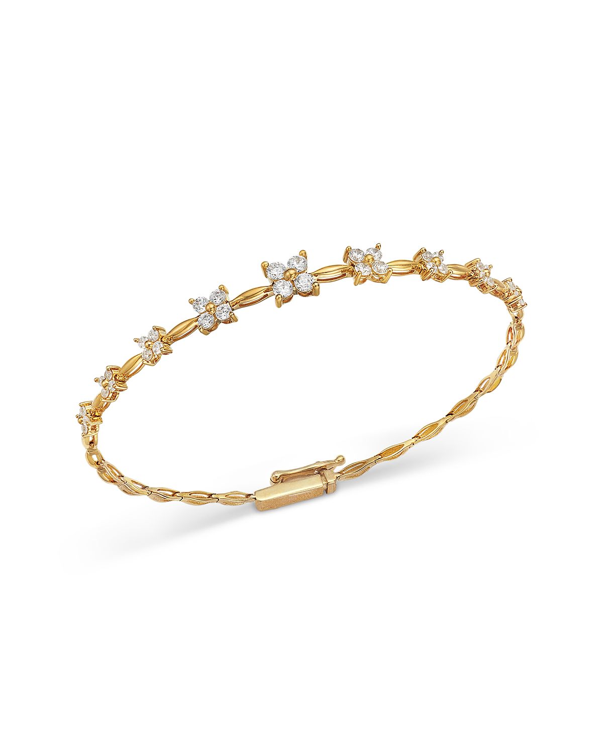 Bloomingdale's Fine Collection Diamond Flower Quad Cluster Graduated Station Bracelet