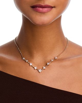 Diamond Clover Station Necklace in 14K Yellow Gold, 1.0 tcw