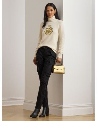 Embroidered Logo Wool Blend Turtleneck