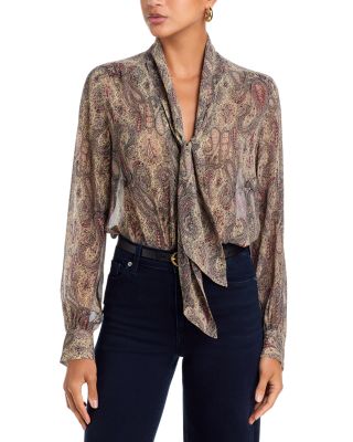 The Paisley Silk Tie Blouse