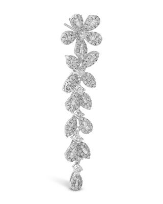 Diamond Flower Drop Earrings in 18K White Gold, 3.5 tcw