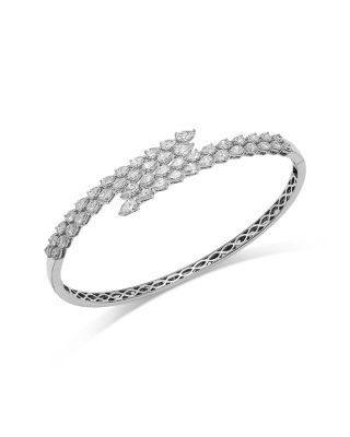 Luxe Collection Diamond Bypass Bracelet in 18K White Gold, 3.92 tcw