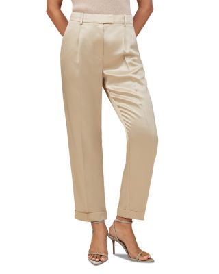 Petite Satin Taper Pants