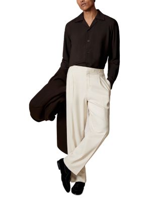 Twill Piped Long Sleeve Camp Shirt