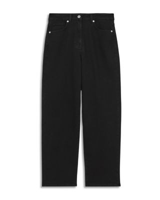 Petite Selin Mid Rise Straight Leg Jeans in Black