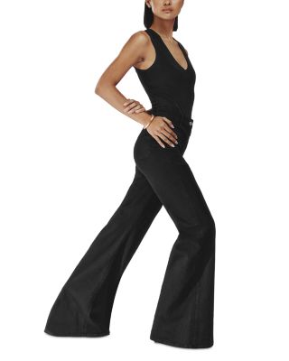 Petite Sakura Flare Patch Pocket Jeans in Black