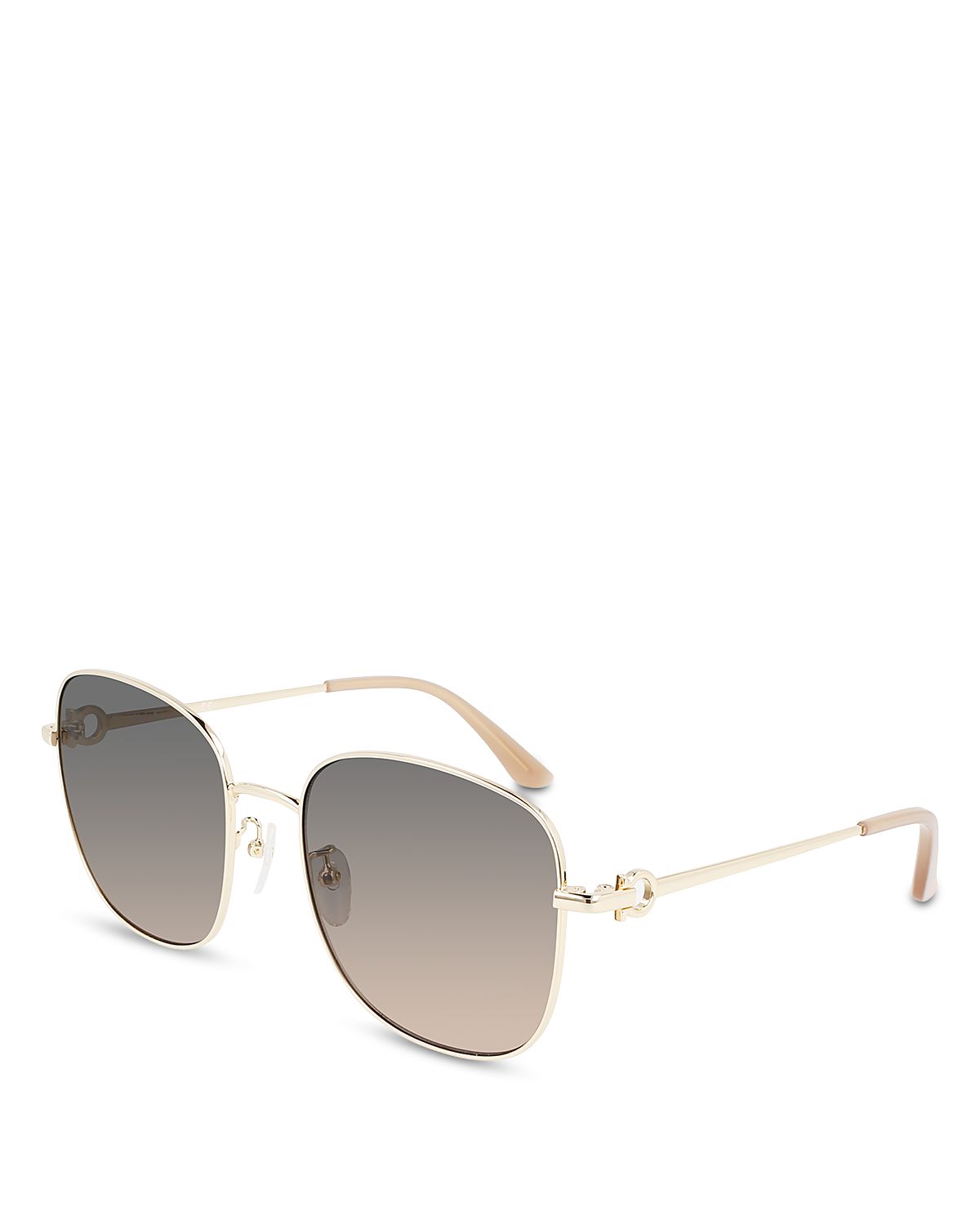 Ferragamo Metal Gancini Square Sunglasses, 60mm