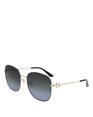 Metal Gancini Square Sunglasses, 60mm