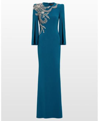 Precious Floral-Embellished Slit-Sleeve Maxi Dress