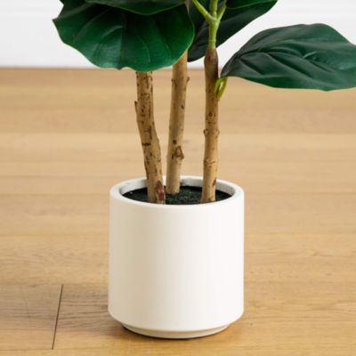 3&#39; Artificial Fiddle Leaf Tree in Decorative White Planter