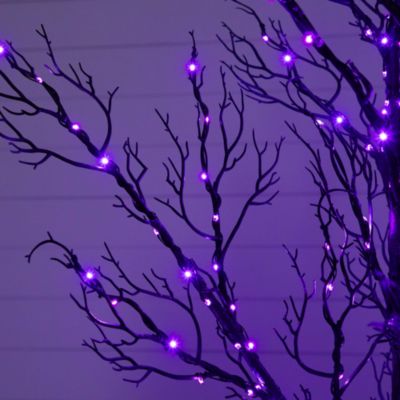 5' Pre-Lit Halloween Minimalist Twig Artificial Fall Tree with 240 Orange & Purple LED Lights