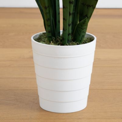 3' UV Resistant Artificial Sansevieria Plant in White Decorative Planter (Indoor/Outdoor)