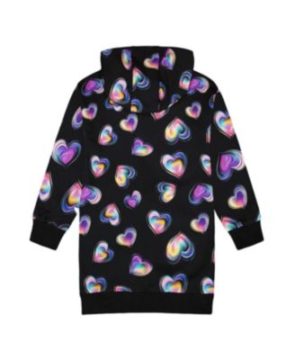 Girls' Hooded Fleece Dress with Trompe-L'il Bag Detail - Little Kid