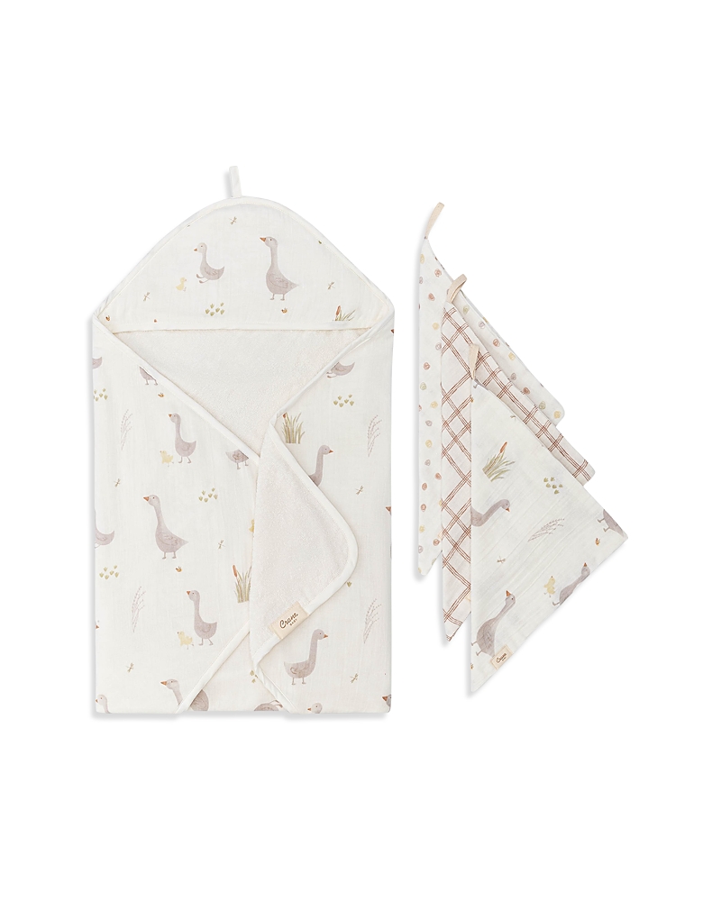 Crane Baby Unisex Charlie Hooded Towel & Wash Cloths Set In Neutral