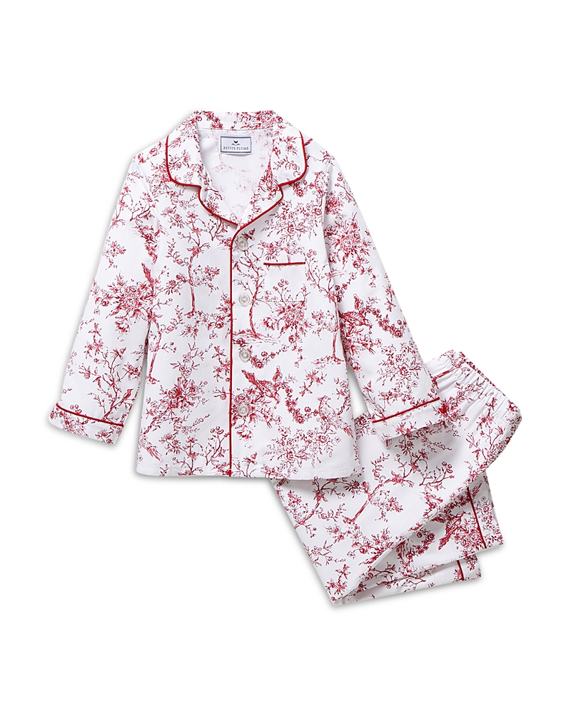 Petite Plume Girls' Timeless Toile Twill Pajama Set - Baby, Little Kid, Big Kid In White