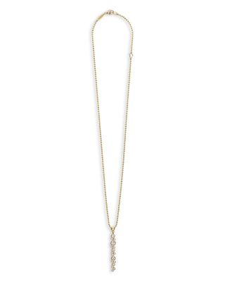18K Yellow Gold Fizz Diamond Bezel Linear Cluster Pendant Necklace, 16-18"