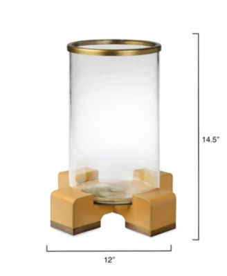  Vector Leather and Glass Hurricane Candle Holder