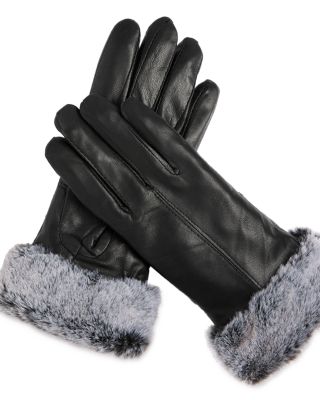 Faux Fur Leather Gloves