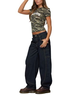 Aden Contrast Stitch Barrel Dark Rinse Wash Jeans