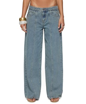  Stitch & Pleat Low Rise Medium Rinse Wash Jeans