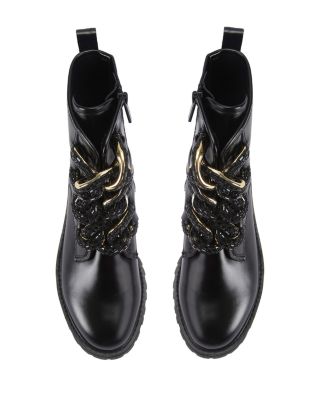 Women's Crystal Chain Combat Boots