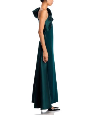 Long Mikado One Shoulder Bow Fit and Flare Gown - Exclusive