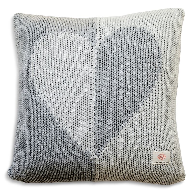 Pink Lemonade Dual Hearts Cushion Pillow, 16 X 16 In Gray