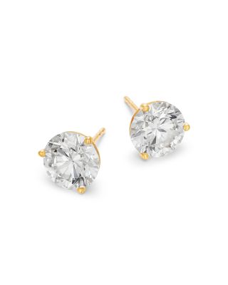 Certified Lab Grown Diamond Martini Set Stud Earrings in 18K White Gold or 18K Yellow Gold, 4.0 tcw