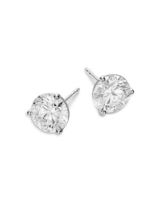 Certified Lab Grown Diamond Stud Earrings in 18K White Gold, 3.0 tcw