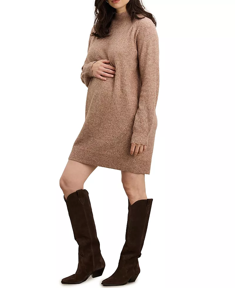 Hatch Collection The Cozy Pointelle Poise Mini Maternity Dress