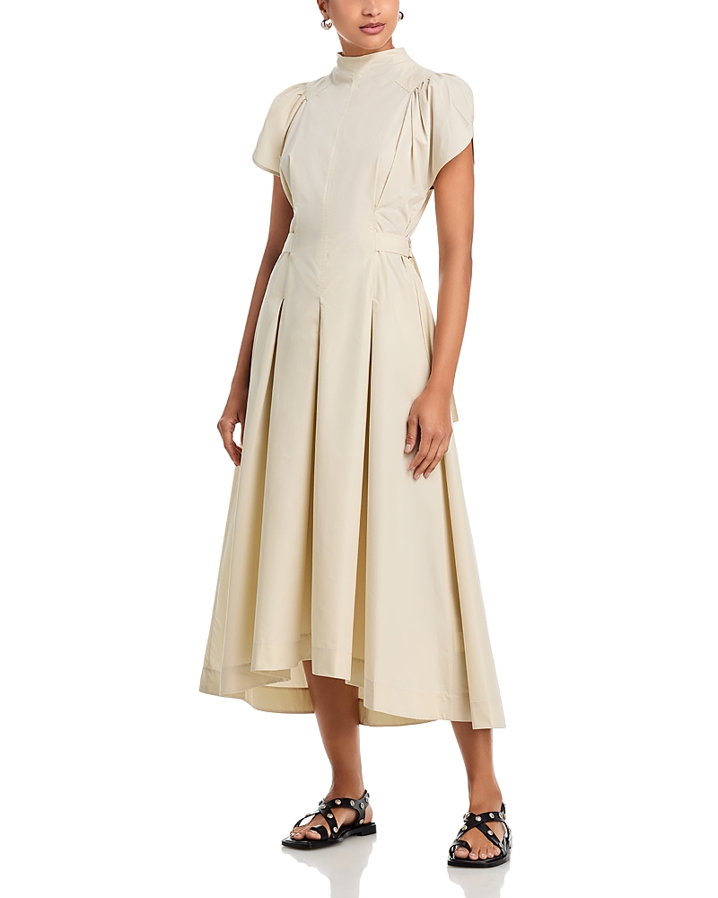 3.1 Phillip Lim Puff Short Sleeve Side Tie Cotton Dress In Gray