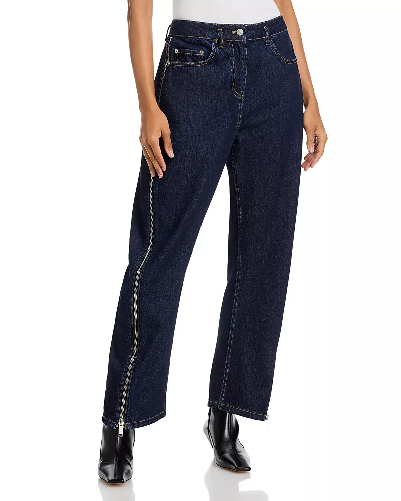 3.1 Phillip Lim High Rise Ankle Barrel Jeans in Dark Indigo