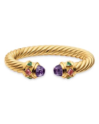 Renaissance&reg; Cablespira&reg; Bracelet in 18K Yellow Gold with Amethyst, Pink Tourmaline and Tsavorite, 9mm