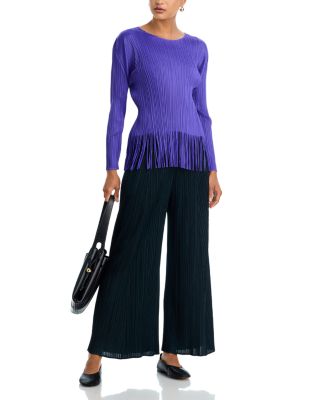 Wave Fringed Long Sleeve Top