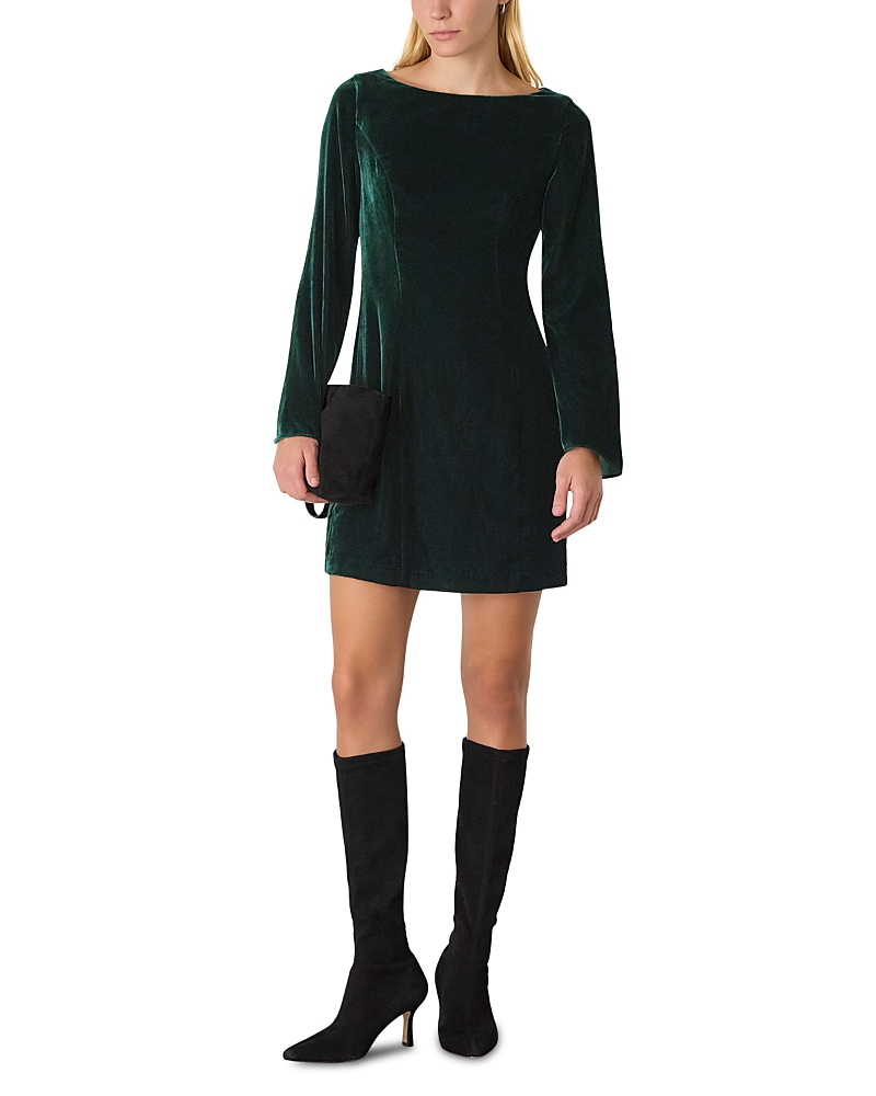 Whistles Velvet Flare Sleeve Dress