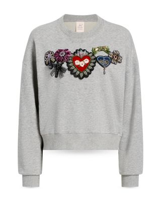 Heritage Rose Brandy Beaded Graphic Sweatshirt