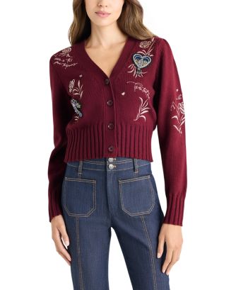 Cinq à Sept Heritage Rose Embroidered Cardigan | Bloomingdale's Women