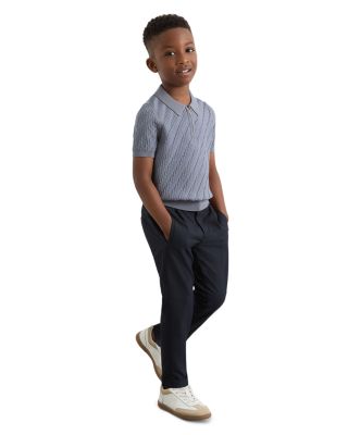 Boys' Short Sleeved 1/4 Zip Sheen Textured Polo - Little Kid, Big Kid