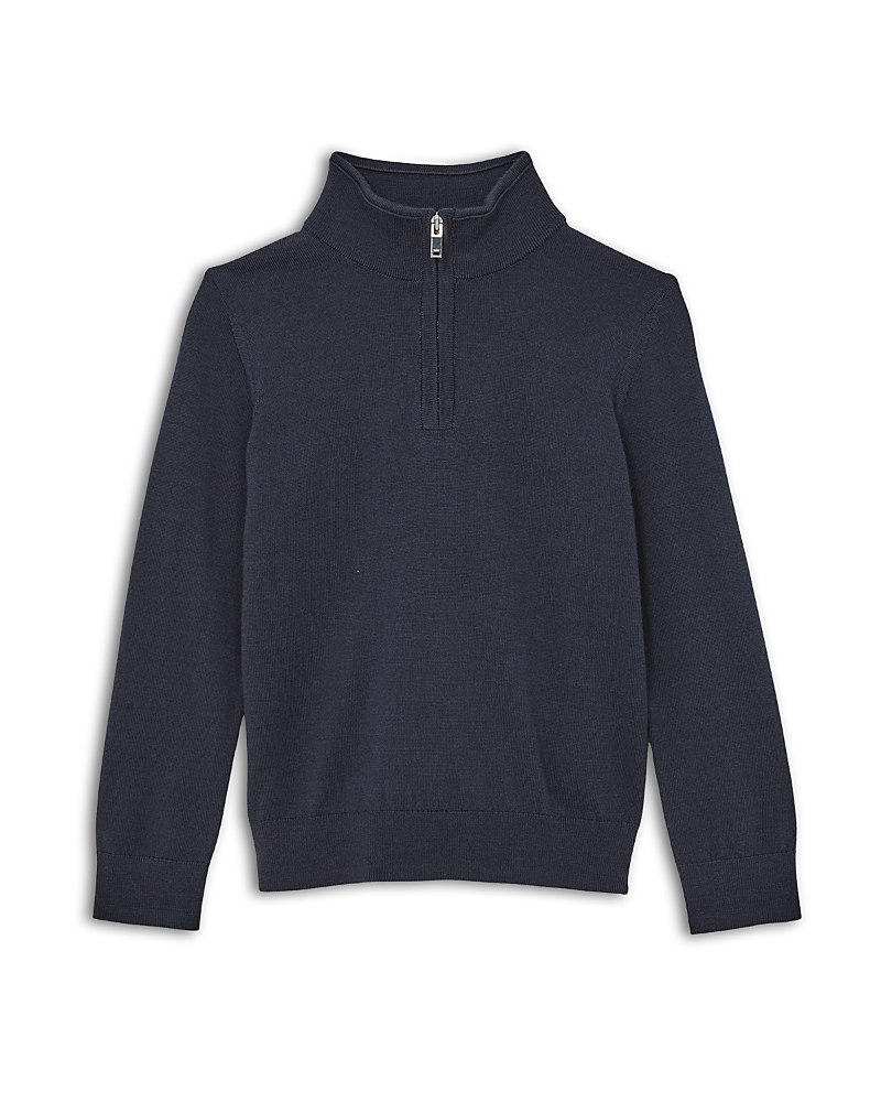 Reiss Boys' Long Sleeved Merino Funnel Neck 1/2 Zip Sweater - Little Kid, Big Kid In Blue