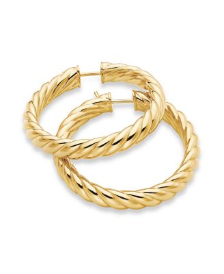 Sculpted Cable Hoop Earrings in 18K Yellow Gold, 38mm