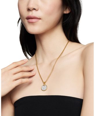 18K Yellow Gold DY Elements&reg; Pav&eacute; Diamond Disc Pendant