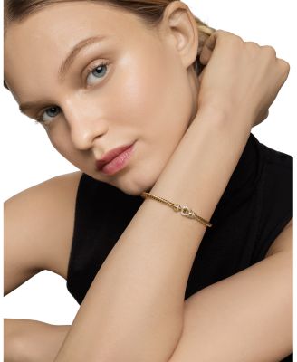 18K Yellow Gold Cable Diamond Buckle Cablespira&reg; Bangle Bracelet, 3.5mm