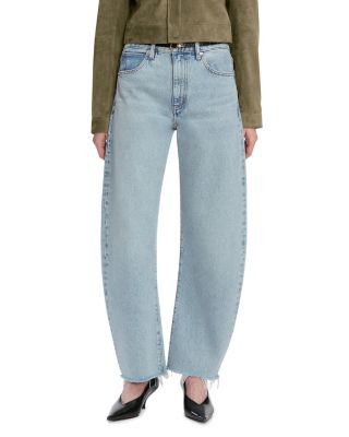 The Bubble High Rise Crop Barrel Leg Jeans in Outlaw Raw Fray