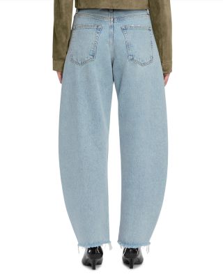 The Bubble High Rise Crop Barrel Leg Jeans in Outlaw Raw Fray