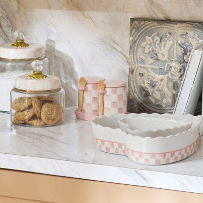 Rosy Check Farmhouse Canisters, Set of 2