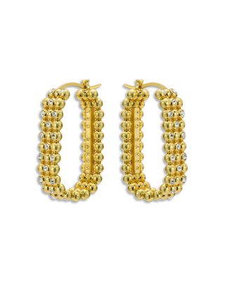 Crystal & Bead Oval Hoop Earrings