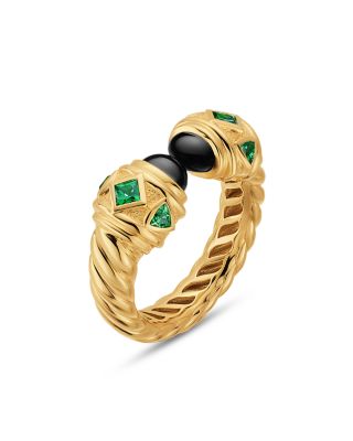 Renaissance&reg; Color Ring in 18K Yellow Gold with Black Onyx and Tsavorites, 9.9mm