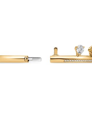 18K Yellow Gold Barre Diamond Dangle Pav&eacute; Bangle Bracelet