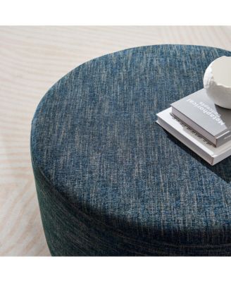 Callum Large 29" Round Woven Heathered Fabric Upholstered Ottoman