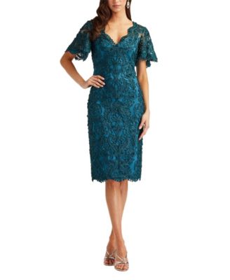 Arnett Embroidered Flutter Sleeve Dress
